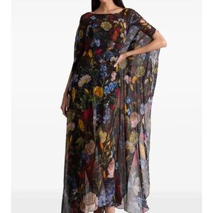 Alice + Olivia Black Floral Sheer Maxi